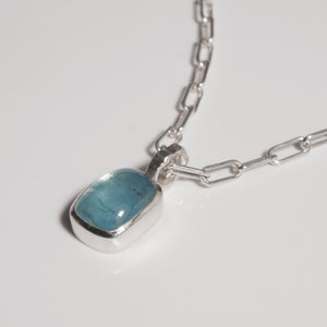 aquamarine necklace on sterling silver paperclip chain