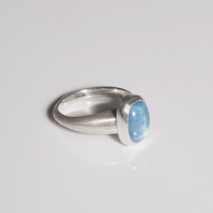 sterling silver chunky ring with aquamarine