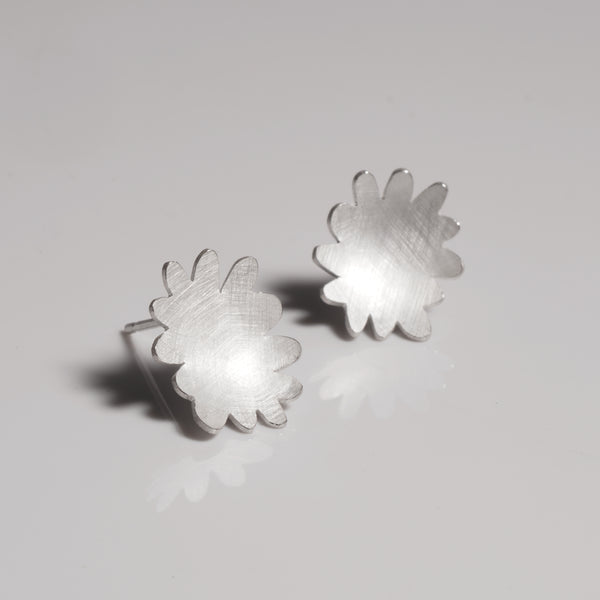 small sterling silver abstract flower stud earrings