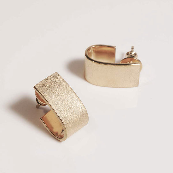 gold vermeil huggie curved earrings