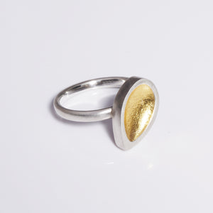 sterling silver sand cast ring with 24k gold keum boo