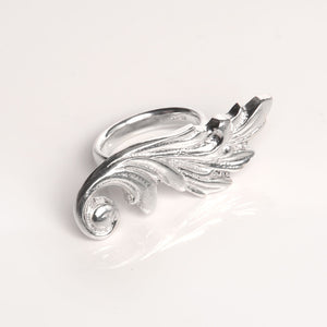 chunky silver ring i n swirl design